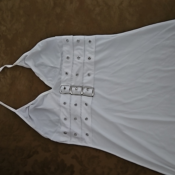 White Halter Tank Top - Picture 2 of 3